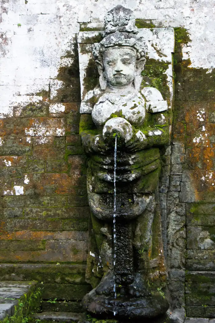 Bathhouse with the statues of goddesses in Goa Gajah