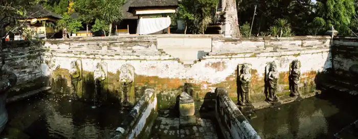 Bathhouse with the statues of goddesses in Goa Gajah